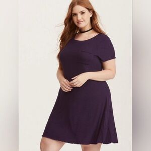 Torrid Plum Ribbed Knit Swing Dress
